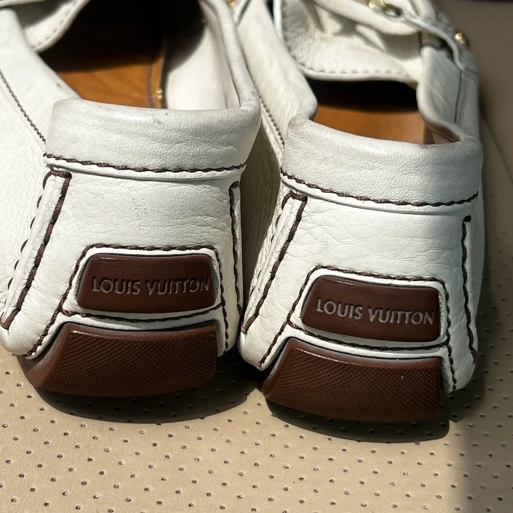 Louis Vuitton Cream Loafers with Gold Accent - Picture 5 of 8